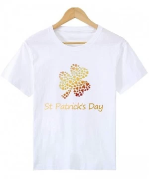 Tops St. Patrick's Day Print Short Sleeve Round Neck Top - A3-white - CE1953TUDUD