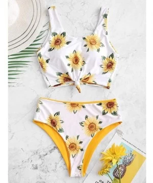 Sets Women's Sunflower Bikini Set 2 Piece Sexy Bathing Suit Lace Up Bikini Set Swimwear High Waist Printed Bikini Swimsuit Se...