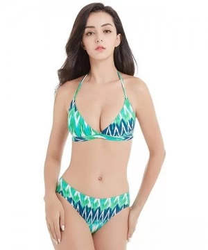 Sets Women Sexy Two Piece Set Bikini Beach Swimming Wear Bathing Swimsuit - Green Wave - C818OYC2NWR