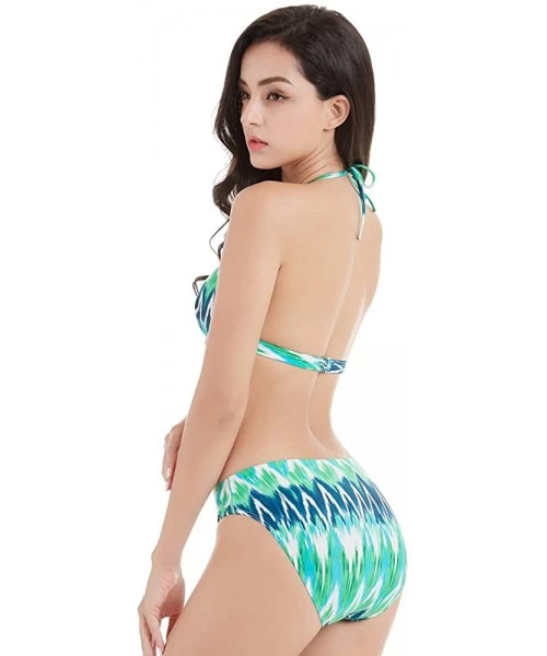 Sets Women Sexy Two Piece Set Bikini Beach Swimming Wear Bathing Swimsuit - Green Wave - C818OYC2NWR