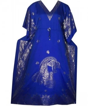 Cover-Ups Casual Kaftan Dresses for Women African Long Beach wear moomoo Plus Size Boho Caftan Lounger Cover ups - Royal Blue...