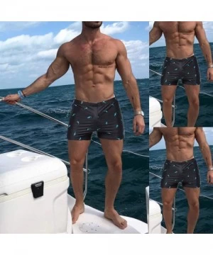 Rash Guards Men's Quick Dry Swim Trunks Casual Print Boxer Shorts Bathing Suit Swimsuits Surfing - Navy - C5194XN92MO