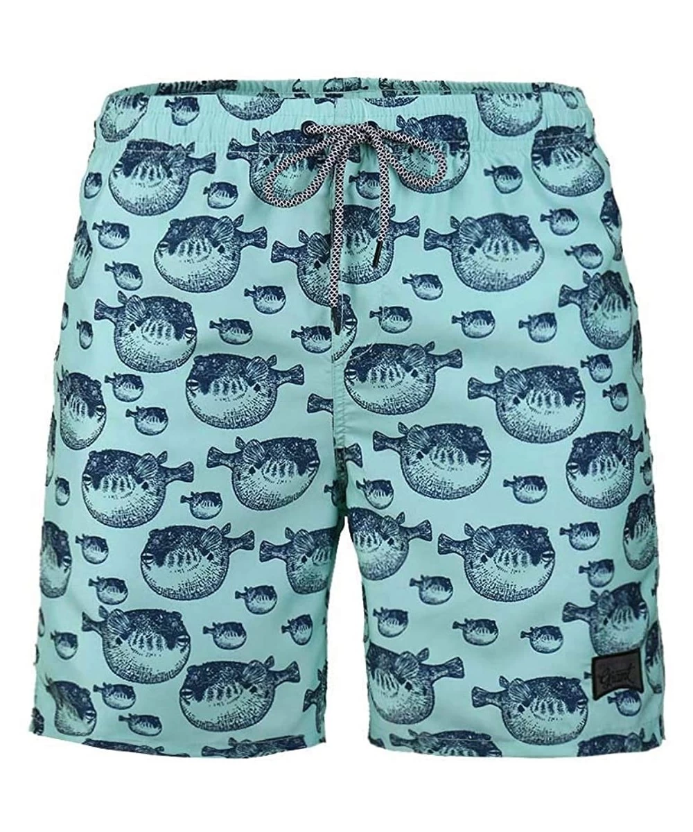 Trunks Men's Performance Swim Trunks Graphic With Pocket Mesh Lining - Globefish-iceburg - CE18TKLNY4H