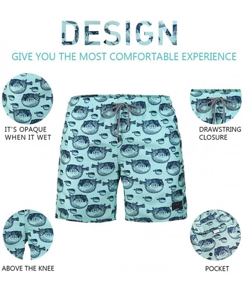 Trunks Men's Performance Swim Trunks Graphic With Pocket Mesh Lining - Globefish-iceburg - CE18TKLNY4H