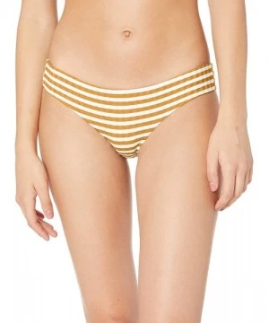 Bottoms Women's Island Stripe Good Hipster Bikini Bottom Swim Suit - Mustard - CY18LR6ZA53