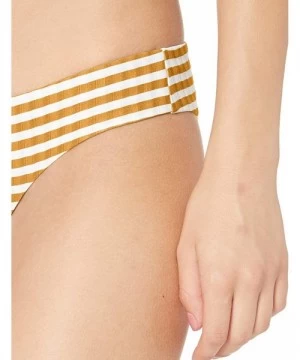 Bottoms Women's Island Stripe Good Hipster Bikini Bottom Swim Suit - Mustard - CY18LR6ZA53