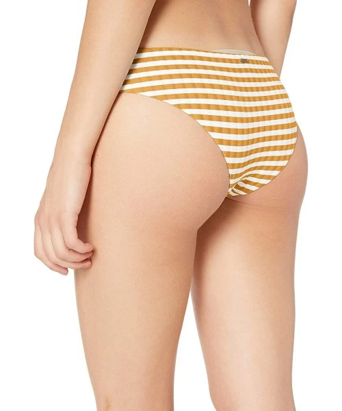 Bottoms Women's Island Stripe Good Hipster Bikini Bottom Swim Suit - Mustard - CY18LR6ZA53