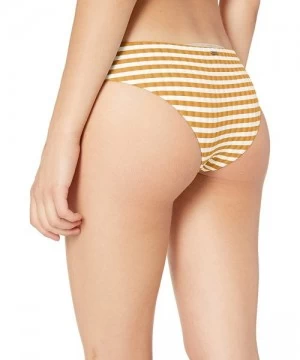 Bottoms Women's Island Stripe Good Hipster Bikini Bottom Swim Suit - Mustard - CY18LR6ZA53