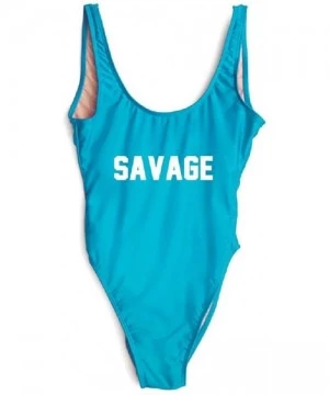 One-Pieces Savage Sexy Bodysuit Bathing Suit Badpak Monokini Beachwear - Blue White - CW18GIYQSYW