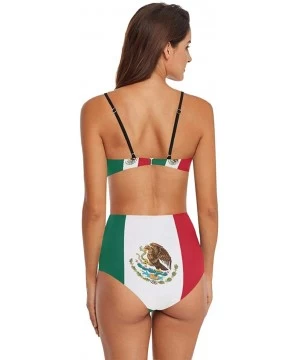 Sets Mexico Flag High Waisted Two Piece Bikini Set Swimwear Beachwear - C018U3SDLSW