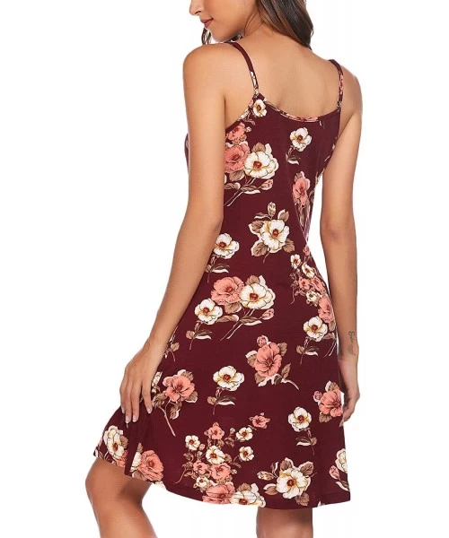 Cover-Ups Women's Summer Dresses Sundress with Pockets Sleeveless Spaghetti Strap Dress Floral Print V Neck Swing Dresses - A...