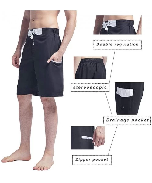 Trunks Men's Swim Trunks Quick Dry Beach Shorts Bathing Suits with Pockets - B-black/White - CB18UKRCL36