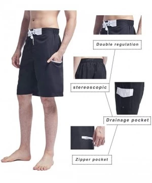 Trunks Men's Swim Trunks Quick Dry Beach Shorts Bathing Suits with Pockets - B-black/White - CB18UKRCL36