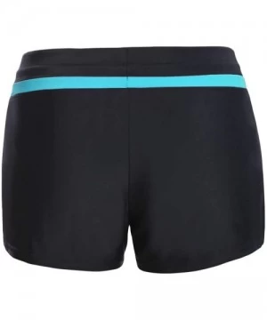 Board Shorts Women's Swimsuit Shorts Side Split Waistband Lace Swim Bottoms Bikini Board Shorts Plus Size S-3XL - Black+blue ...