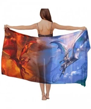 Cover-Ups Ice Dragon and Fire Dragon Chiffon Scarf Beach Cover up Sarong Wrap gift for women - C618SR6WIM9