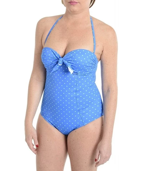 One-Pieces Bandeau Push up One Piece Swimsuit 2694 - Electric Blue Polka - CG11UW1PP27