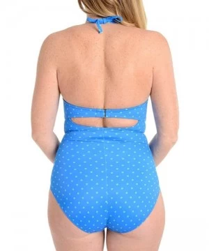 One-Pieces Bandeau Push up One Piece Swimsuit 2694 - Electric Blue Polka - CG11UW1PP27