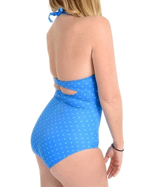 One-Pieces Bandeau Push up One Piece Swimsuit 2694 - Electric Blue Polka - CG11UW1PP27