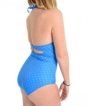 One-Pieces Bandeau Push up One Piece Swimsuit 2694 - Electric Blue Polka - CG11UW1PP27