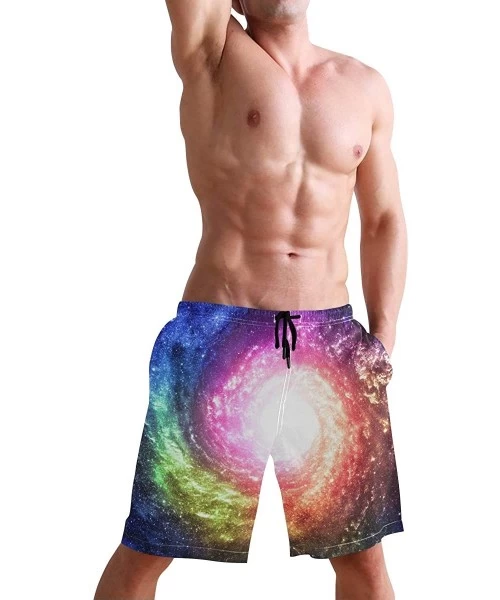 Board Shorts Men's Quick Dry Swim Trunks with Pockets Beach Board Shorts Bathing Suits - Magical Wormhole Universe Galaxy Swi...