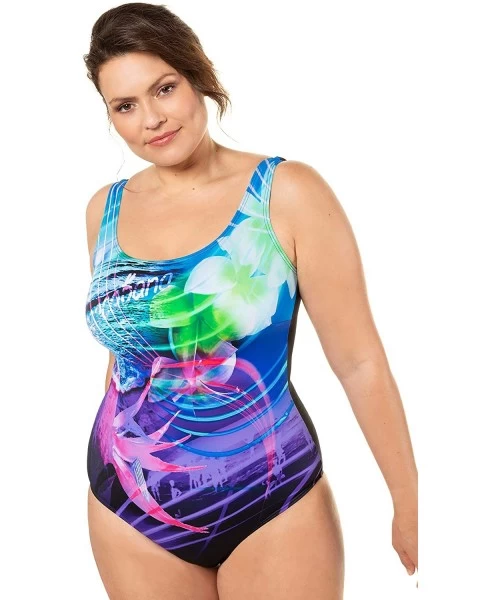 One-Pieces Women's Plus Size Ocean Inspired Tropical Swimsuit 710678 - Multicoloured (Multi 71067890) - CL17Z3DEZDA