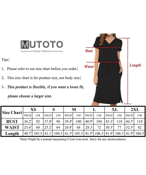 Cover-Ups Women Tie Waist V Neck Knee Length Short Sleeve Modest Plain Summer Casual Midi Dress with Pockets - Coffee Midi Dr...