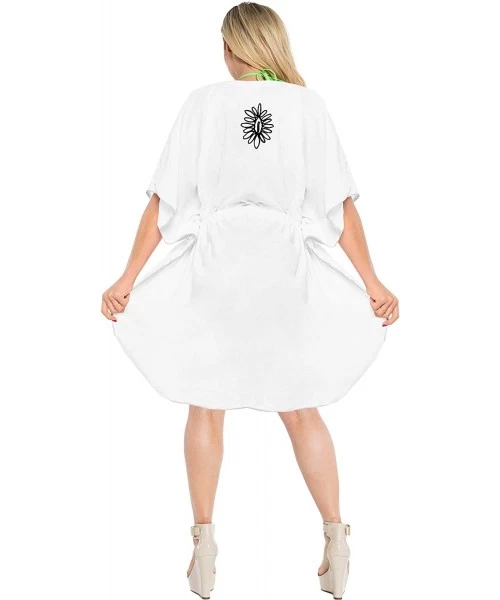 Cover-Ups Women's Midi Evening Kaftan Elegant Dress Swim Cover Up Embroidered - Ghost White_t828 - CO11SGLKSIB