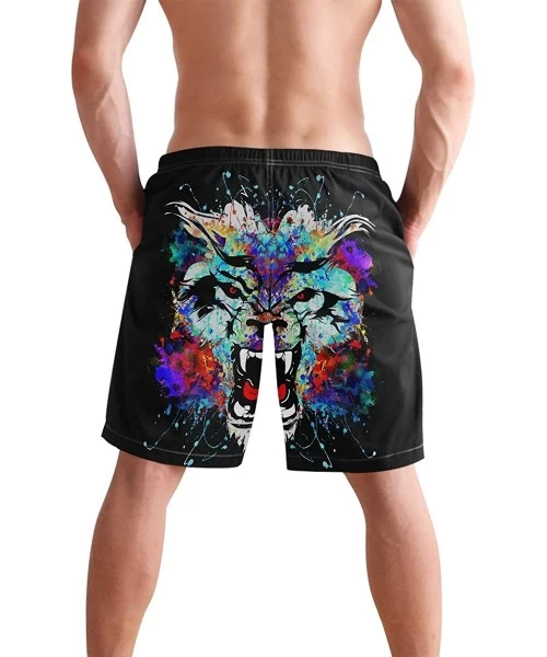 Board Shorts Mens Paint Splash Tiger Art Surf Beach Shorts Swim-Trunks Quick Dry Board Shorts with Pocket - Paint Splash Tige...