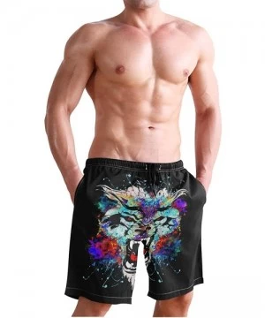 Board Shorts Mens Paint Splash Tiger Art Surf Beach Shorts Swim-Trunks Quick Dry Board Shorts with Pocket - Paint Splash Tige...