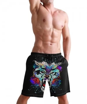 Board Shorts Mens Paint Splash Tiger Art Surf Beach Shorts Swim-Trunks Quick Dry Board Shorts with Pocket - Paint Splash Tige...