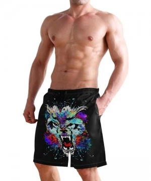 Board Shorts Mens Paint Splash Tiger Art Surf Beach Shorts Swim-Trunks Quick Dry Board Shorts with Pocket - Paint Splash Tige...