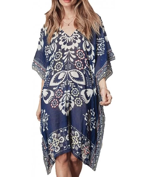 Cover-Ups Women Fashion Beach Tunic Swimsuit Cover Up Dress Kaftan Bikini Swimwear Cover-Ups - 2-vintage Style - CB18QADX8NT