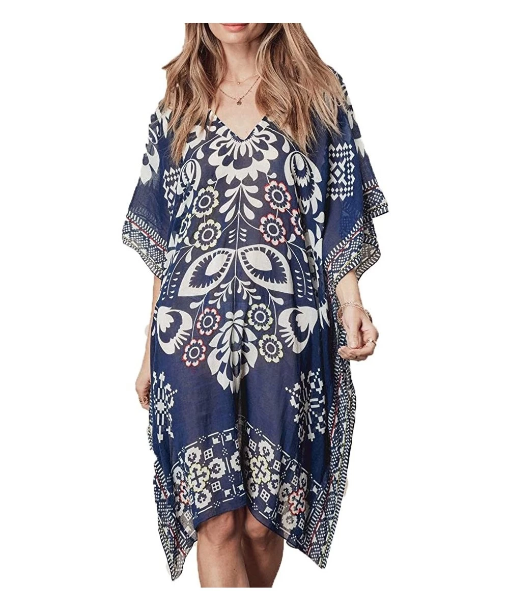 Cover-Ups Women Fashion Beach Tunic Swimsuit Cover Up Dress Kaftan Bikini Swimwear Cover-Ups - 2-vintage Style - CB18QADX8NT