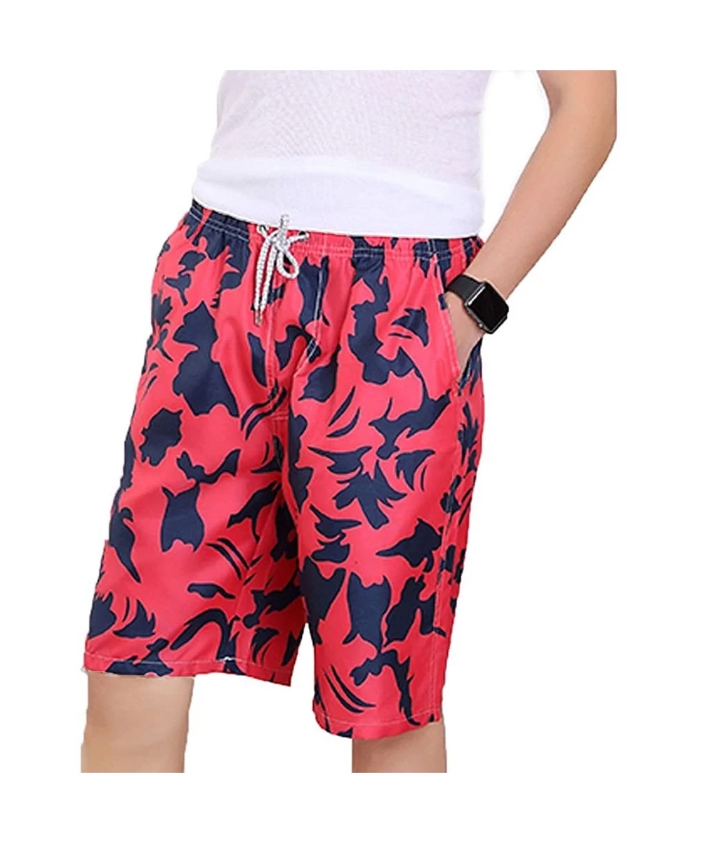 Trunks Mens Swim Trunks Short Summer3D Print Graphic Casual Athletic Swimming Short - Red 10 - C118S9SWS5X