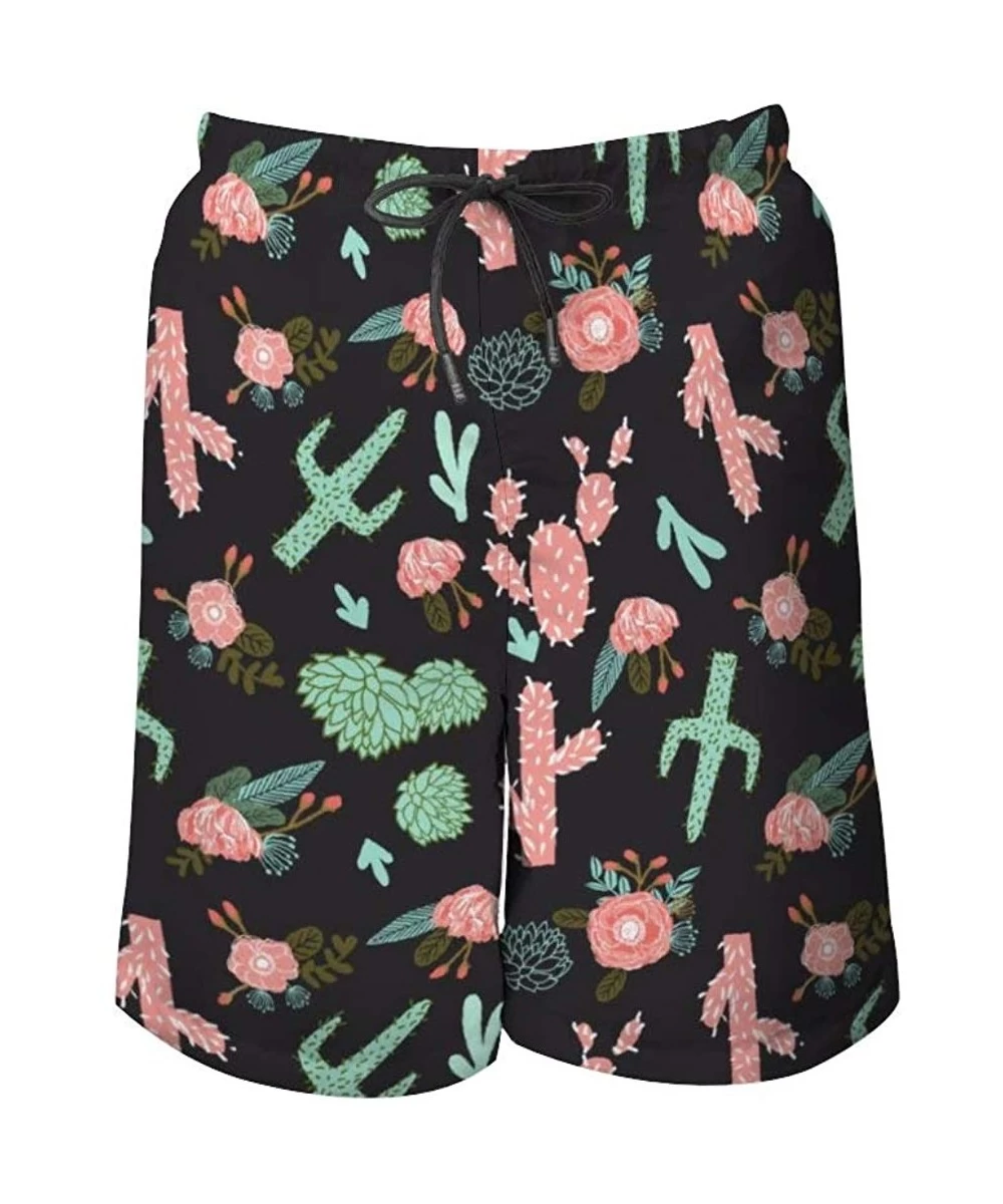 Board Shorts Men's Quick Dry Swim Trunks Breathable Beach Board Shorts Bathing Suit - Southwest Flower Cactus - CZ199QH8TOK