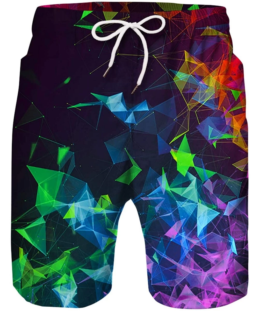 Trunks Men's Swim Trunks Quick Dry 3D Print Beach Shorts Swimwear with Pockets Mesh Lining - Galaxy Geometric - CP19650EC9W