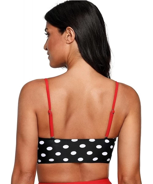 Bottoms Solid/Floral Ruffle Summer Beach Swim Push Up Tops Pin Up Swimwear - Polka Dot 2 - CX18GDOU3CK