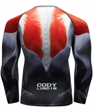 Rash Guards Sport Tee Men's Pullover Breathable Long Sleeve Yoga Fitness Print Soft T-Shirt Top Blouse - Red Sport - CN1944MOKWX