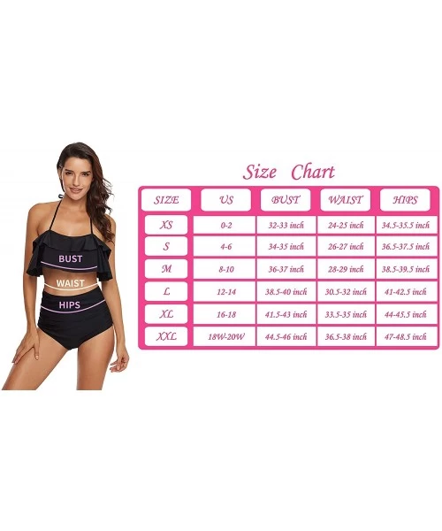 Sets Women Flounce High Waisted Bikini Set Halter Neck Two Piece Swimsuit Police Blue Line Flag - Gun Country Usa Flag - CQ18...