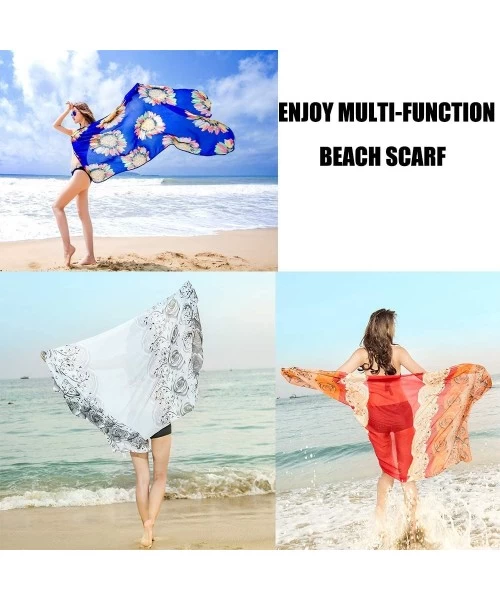 Cover-Ups Women Girls Fashion Chiffon Beach Bikini Cover Up Sunscreen Wrap Scarves Black Red Chinese Dragon Dragon Ball Art -...