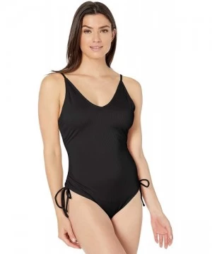 One-Pieces Women's Adjustable Ribbed One Piece Swimsuit - Black - CK18R70RMHM