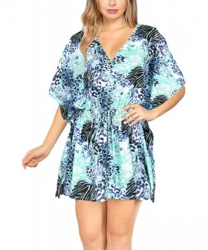 Cover-Ups Women's Plus Size Short Swimsuit Beach Cover Up Shirt Dress Swimwear - Blue_k51 - C21952IW3SK