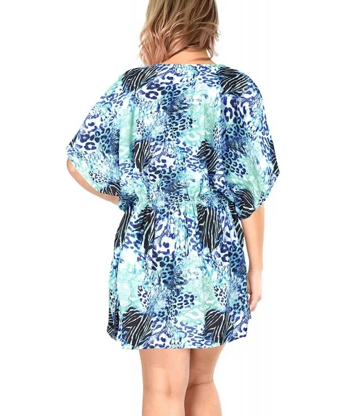 Cover-Ups Women's Plus Size Short Swimsuit Beach Cover Up Shirt Dress Swimwear - Blue_k51 - C21952IW3SK