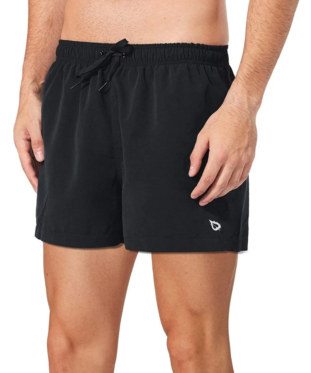 Racing Mens' Athletic Swim Jammers Quick Dry Compression Square Leg Swim Brief Swimsuit - Black-1 - CU18N7N95Q3