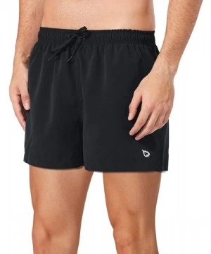 Racing Mens' Athletic Swim Jammers Quick Dry Compression Square Leg Swim Brief Swimsuit - Black-1 - CU18N7N95Q3