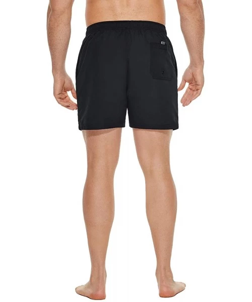 Racing Mens' Athletic Swim Jammers Quick Dry Compression Square Leg Swim Brief Swimsuit - Black-1 - CU18N7N95Q3