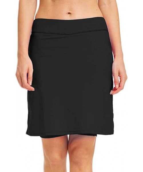 Bottoms Womens Swim Skirts with Shorts Sun Protective Modest Skirted Swimsuit Bottom - Black - CF18DACSQ8A