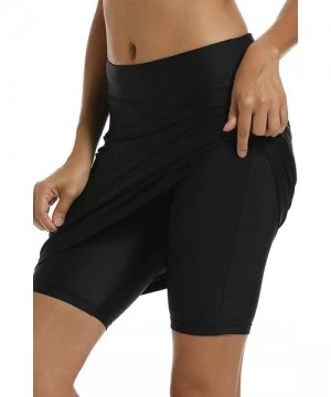 Bottoms Womens Swim Skirts with Shorts Sun Protective Modest Skirted Swimsuit Bottom - Black - CF18DACSQ8A