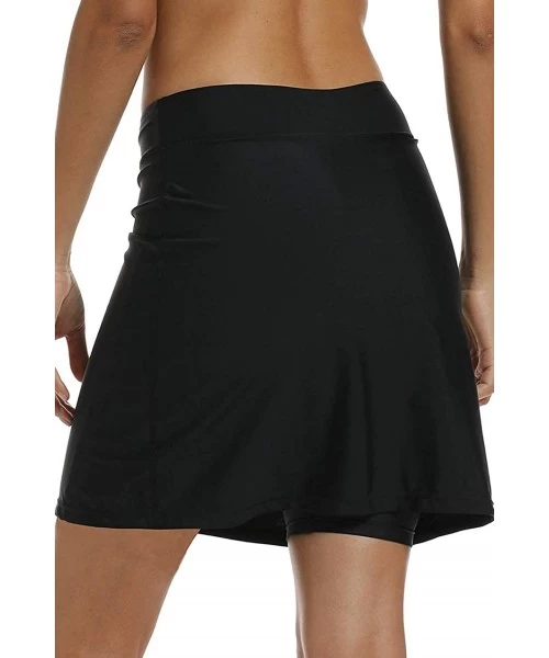 Bottoms Womens Swim Skirts with Shorts Sun Protective Modest Skirted Swimsuit Bottom - Black - CF18DACSQ8A