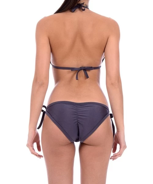 Sets Ladies' New Liquid or Shiny String Bikini 2 Piece Swimsuit - New Charcoal - CM12NZIDRPO